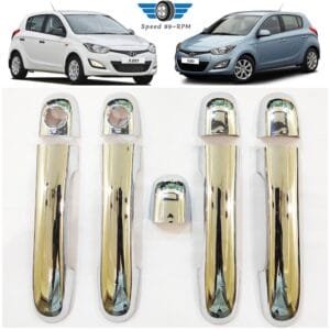 Chrome Door Handle Garnish Catch Cover for Hyundai i20 - Set of 9 pieces, premium stainless steel finish, easy adhesive installation, and stylish protection for door handles.
