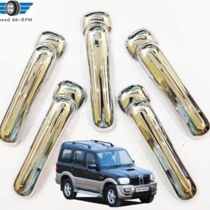 Chrome Door Handle Garnish Catch Cover for Mahindra Scorpio 2002-2008 (Set of 5pcs) – Premium stainless steel covers that protect and enhance your vehicle’s door handles with a sleek chrome finish.