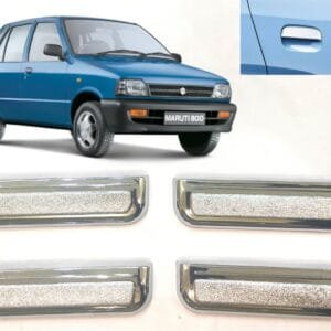 Set of 4 Chrome Door Handle Catch Covers for Maruti Car 800, adding a sleek, premium chrome finish to enhance the vehicle's exterior.