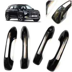 Home 19 Super Black Piano Finish Door Handle for Hyundai Creta 2020+ (4-Pcs) Exterior Styling Premium