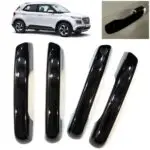 Super Black Glossy Finish Door Handle Catch Covers Set for Hyundai Venue 2019+ (4Pcs) Exterior Styling Trim