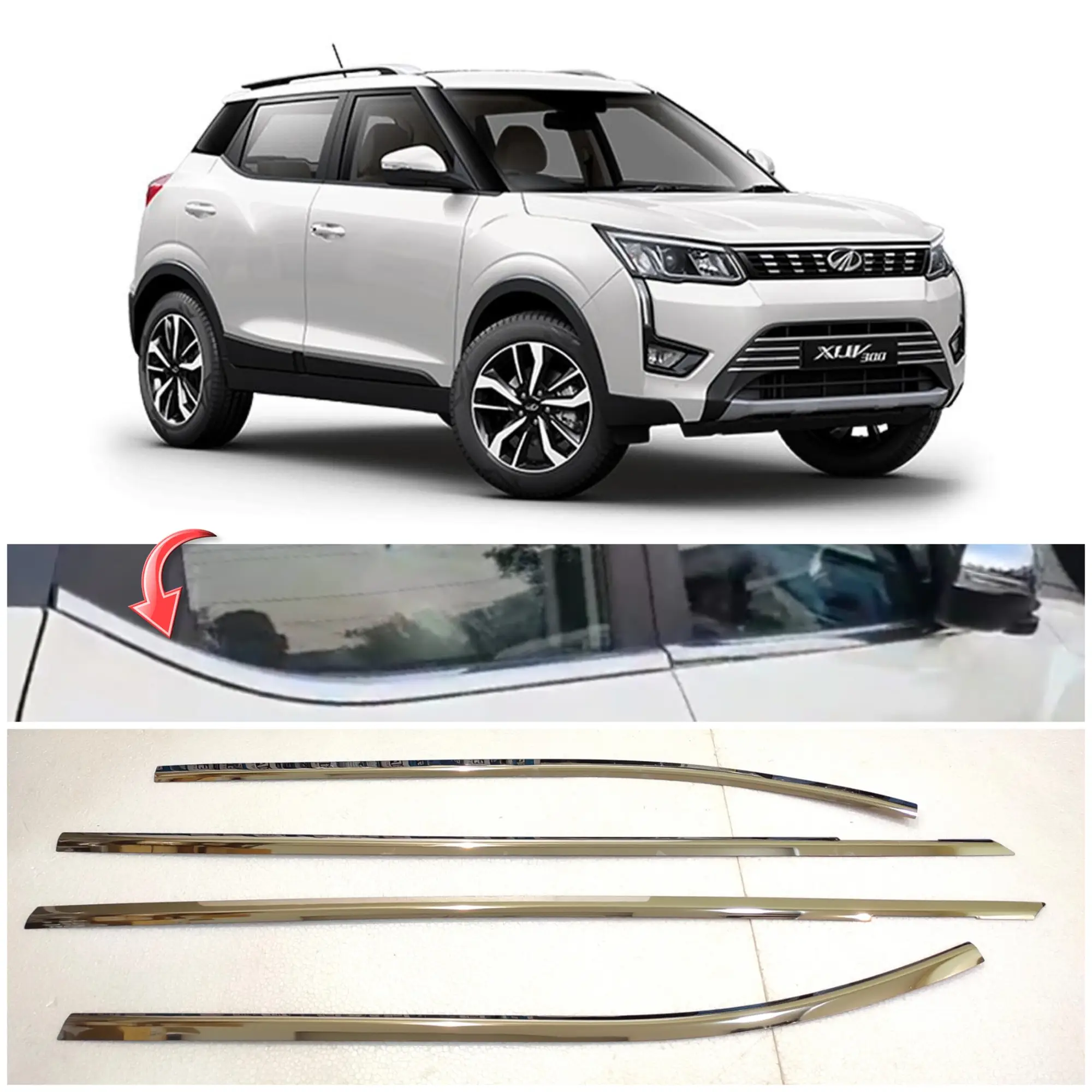 Chrome Lower Window Garnish Set for Mahindra XUV 300 – Set of 4Pcs Exterior Accessories (Stainless Steel) Chrome Lower Window Garnish Set for Mahindra XUV 300 – Set of 4Pcs Exterior Accessories (Stainless Steel)