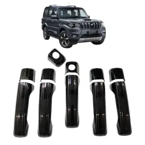 Super Black Piano Finish Door Handle Garnish Catch Covers for Mahindra Scorpio Classic – Set of 10pcs