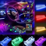 Universal Fit Car LED Strips - 8 Multi-Color Interior Lighting Kit Multi-Mode Wireless Remote Control