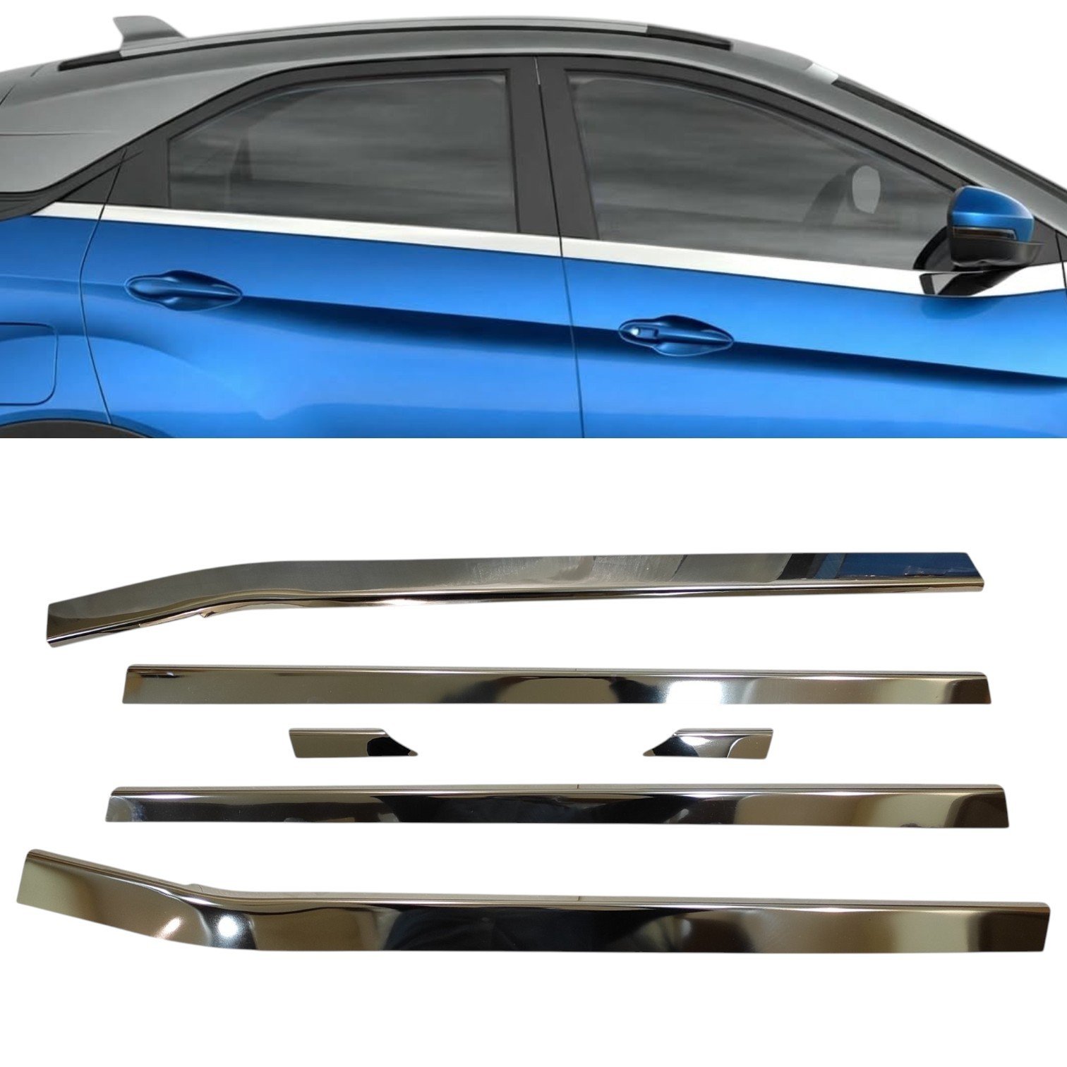 Chrome Lower Window Garnish for Tata Nexon 2017-2023 (S.S / Set of 6Pcs) Exterior Styling - Image 2