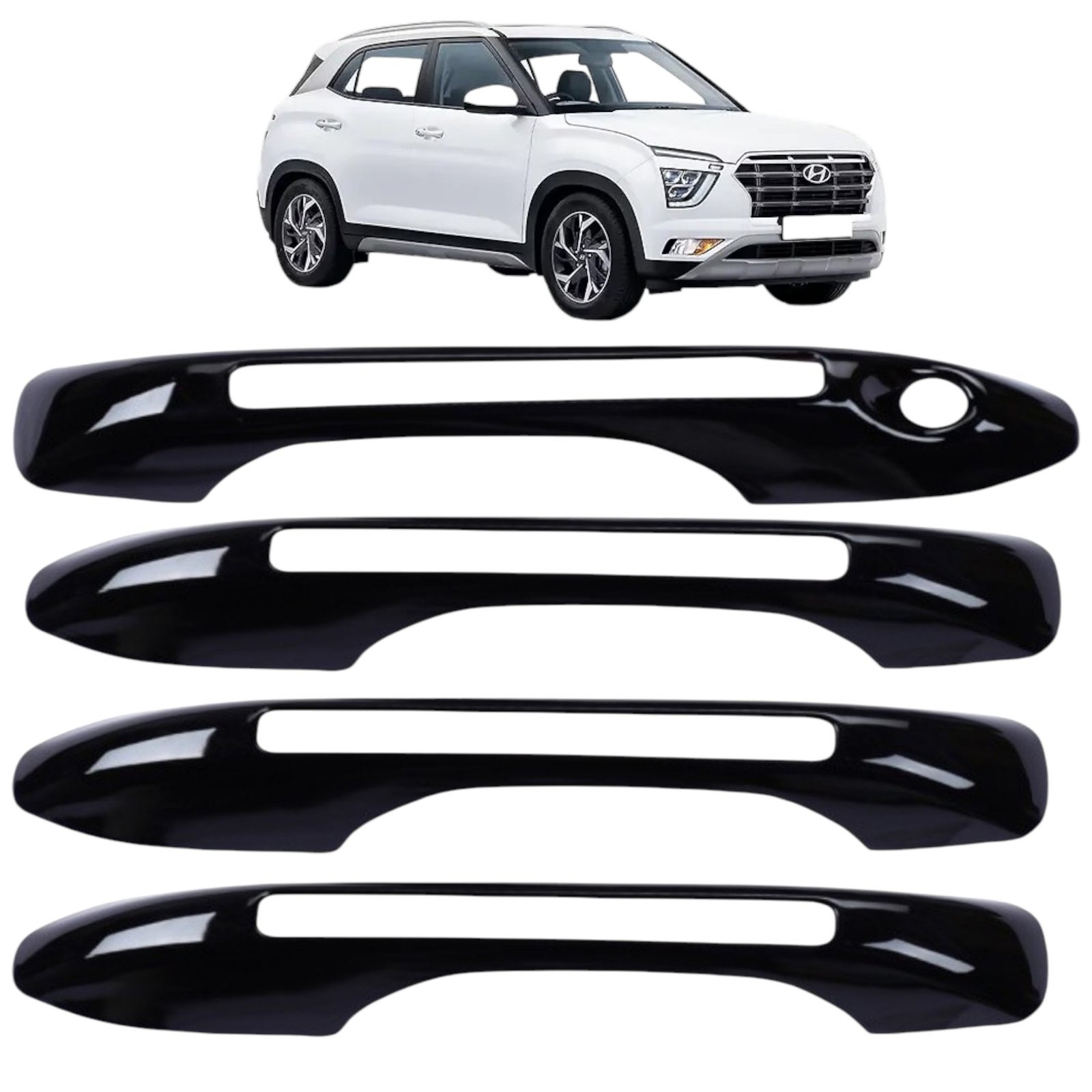 Piano Black Door Handle Cover for Hyundai Creta 2020+ (Set of 4Pcs) Premium