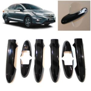 Super Black Piano Finish Handle Covers for City 2017-19 (Set of 8Pcs) Exterior Door Trim Premium