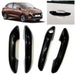 Super Black Glossy Finish Door Handle Catch Covers Set for Hyundai Aura (4Pcs) Premium