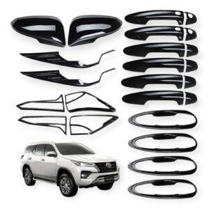 Super Black Piano Finish Kit for Toyota Fortuner 2016-21 (5Item/24Pcs) Exterior Styling Combo Accessories