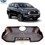 Luxury Front V.I.P Grill for Innova Crysta 2016-20 (Black & Chrome With L.E.D type C.R.Y.S.T.A) Set Of 1Pcs DRL HYBBIRD