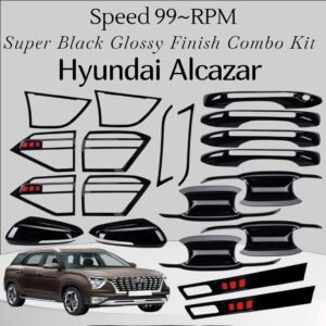 super black chrome kit for hyundai alcazar (2021 present) 5items 20 pcs premium