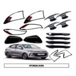 Super Black Black Piano Finish Combo Kit for Aura (16-Pcs) Premium Exterior Body Garnish