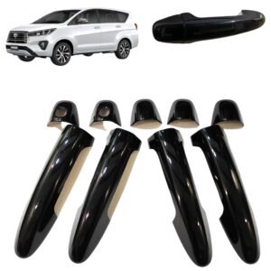 Piano Black Door Handle Cover for Innova Crysta 2016+ (Key Hole / Set of 9Pcs) Premium