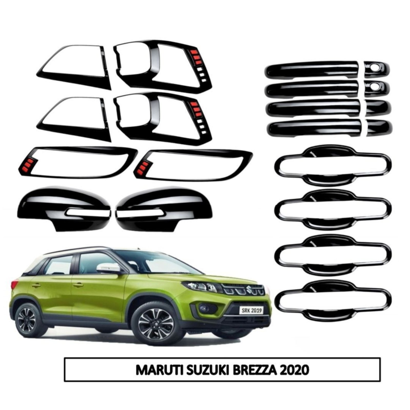 Super Black Piano Finish Kit for Maruti Brezza 2020-21 (5Items 20Pcs) Exterior Styling Super Black Piano Finish Kit for Maruti Brezza 2020-21 (5Items 20Pcs) Exterior Styling