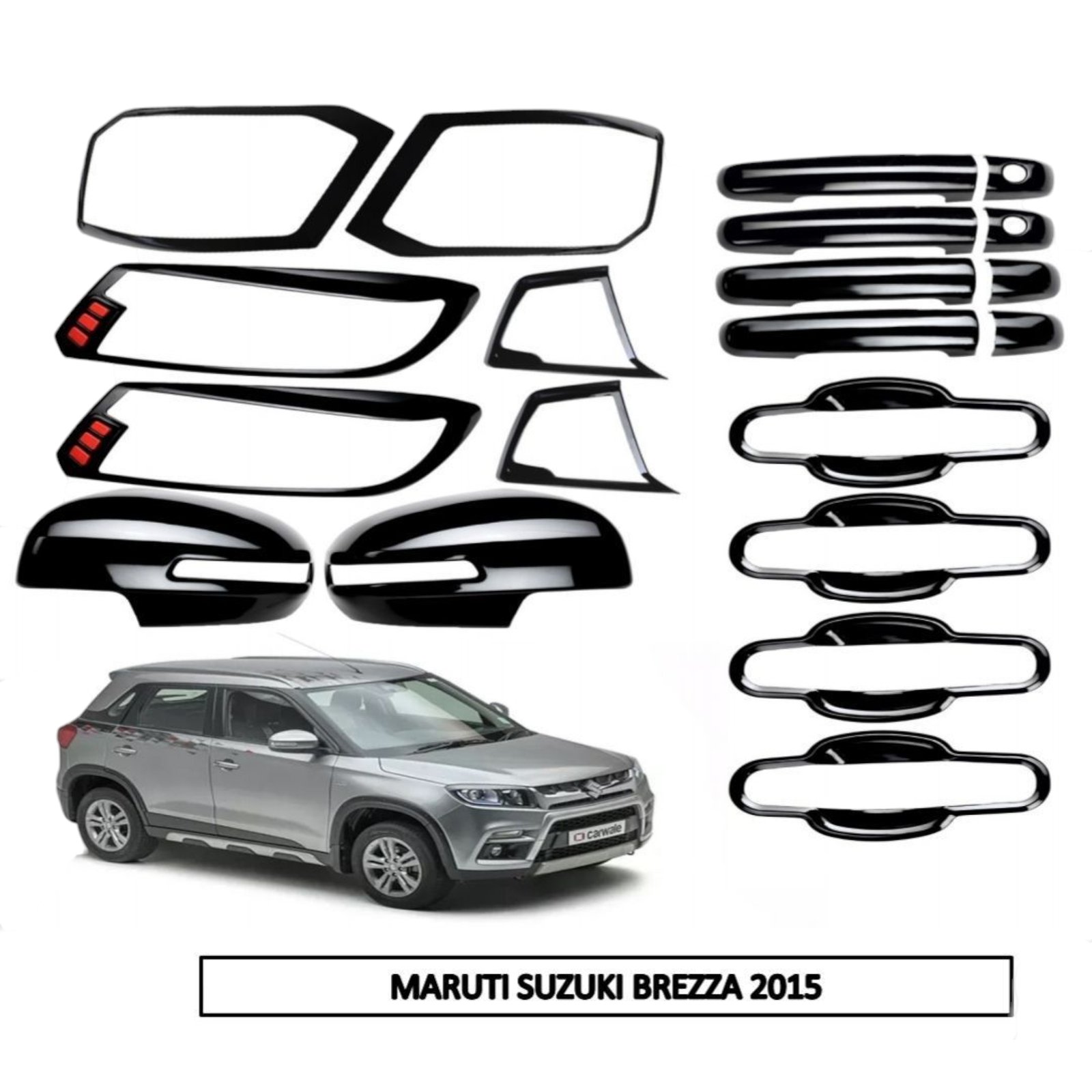 Piano Black Kit for Brezza 2015-19 (20-Pcs) Exterior Styling Trim Piano Black Kit for Brezza 2015-19 (20-Pcs) Exterior Styling Trim