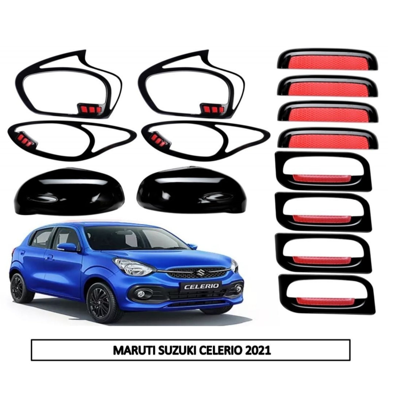 Dual Tone Hybrid Red & Black Kit for Maruti Celerio 2021 | Premium 5-in-1 Exterior Styling Dual Tone Hybrid Red & Black Kit for Maruti Celerio 2021 | Premium 5-in-1 Exterior Styling