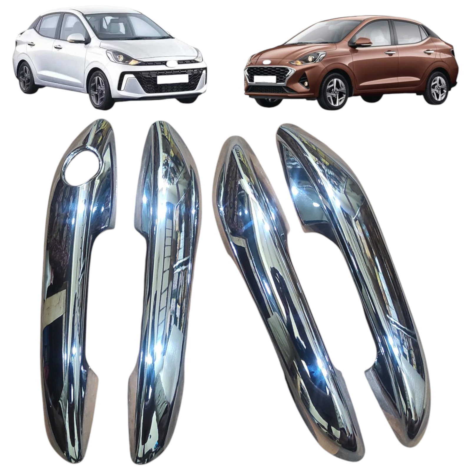 Chrome Door Handle Catch Covers For Hyundai Aura (Set of 4) - Premium Exterior Styling Chrome Door Handle Catch Covers For Hyundai Aura (Set of 4) - Premium Exterior Styling