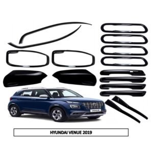Super Black Glossy Finish Combo Kit for Hyundai Venue 2019+ (5Items-16Pcs) Exterior Styling Premium