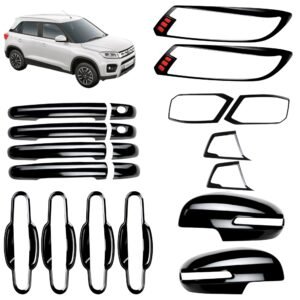 Piano Black Kit for Maruti Suzuki Brezza 2015-19 Exterior Modification (Combo Set of 20-Pcs)