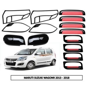 Dual Tone Red & Black Chrome Kit for Wagon-R 2013-18 (5-Items/14Pcs) Piano Finish