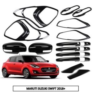 Super Black Piano Finish Kit for Swift 2018+ (5Items-18Pcs) Exterior Car Styling Trim