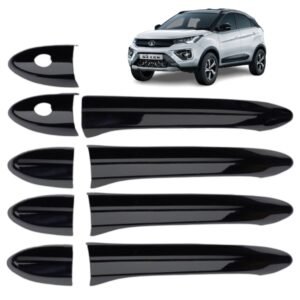 Piano Black Door Handle Cover Tata Nexon 2018+ (Pack of 9P) Custom Fit Exterior Body Trim Premium