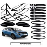 Piano Black Finish Combo Kit for Tata Nexon (2019-2021) | Premium 5 Exterior Accessories | 24 Pieces
