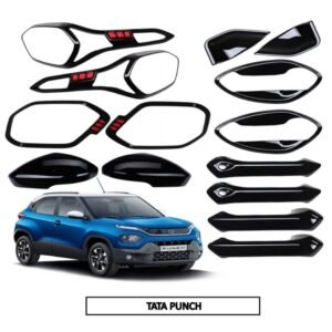 Super Black Piano Finish Combo Kit for Tata Punch 5-in-1 Premium Exterior Styling Accessories
