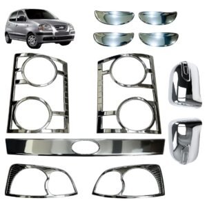 hyundai santro xing chrome combo kit premium exterior styling (11 pcs) | headlight, tail light, mirror, handle, number plate garnish