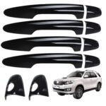 Super Black Glossy Finish Door Handle Set for Fortuner (10Pcs) Exterior Styling Accessories