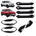 Piano Black Door Handle & Bowl Cover for Tata Punch (All Variants) – 8Pcs Set Exterior Garnish Accessories