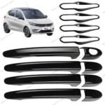 Piano Black Door Handle Garnish for Tata Tiago (Set of 12) | Catch Covers With Finger Guards | Exterior Accessories
