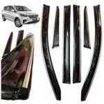 Premium Chrome Line Door Visor for Maruti Ertiga (2018+) Unbreakable | Set of 6Pcs Rain & Sun Guards