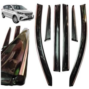 Premium Chrome Line Door Visor for Maruti Ertiga (2018+) Unbreakable | Set of 6Pcs Rain & Sun Guards