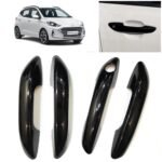 Piano Black Door Handle Covers for Hyundai Grand i10 Nios | Glossy Finish Exterior Catch Cover (Set of 4Pcs) Premium