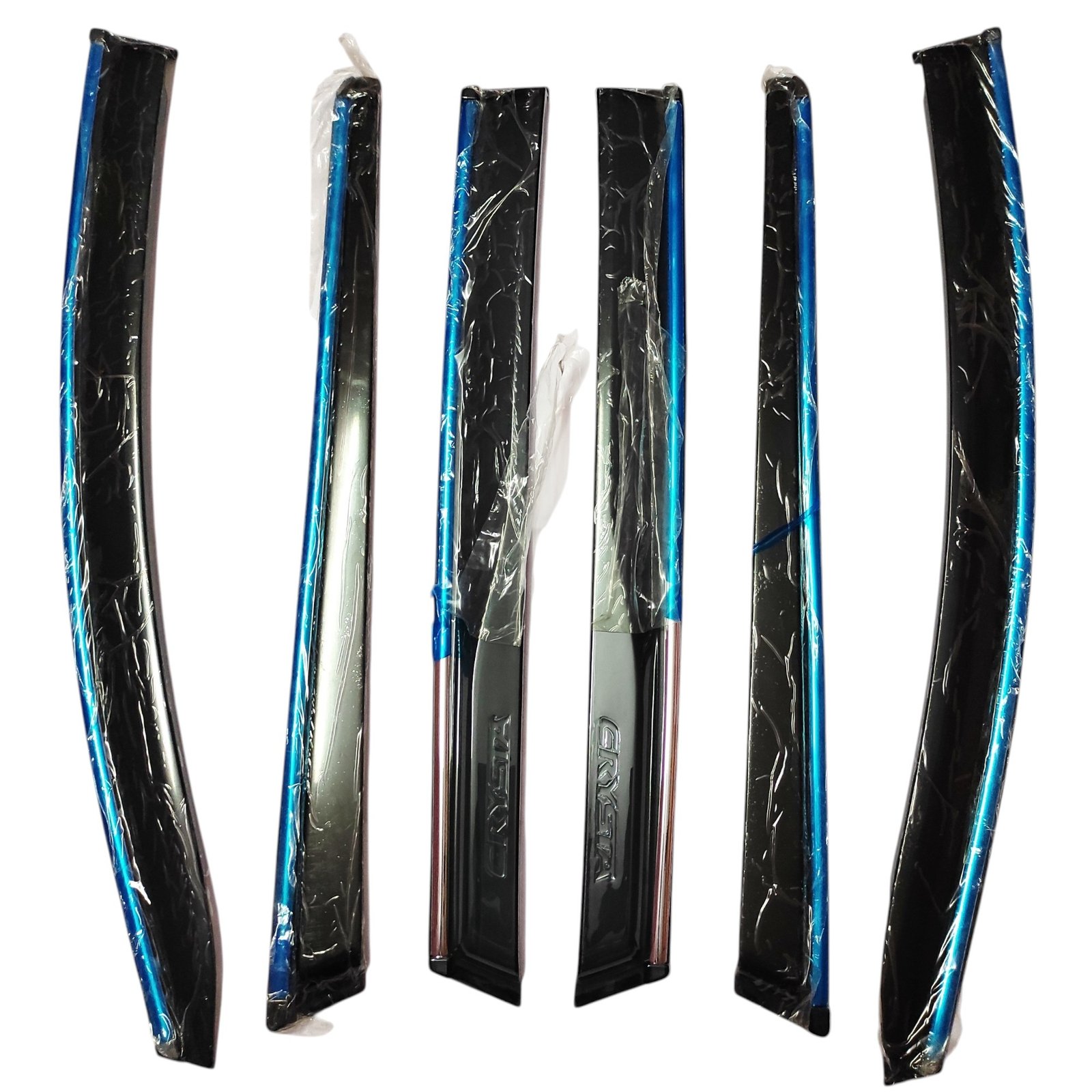 Premium Chrome Line Door Visor for Toyota Innova Crysta (2016-2025) Smoke Black Rain Guards | Full Set of 6 Pieces - Image 4