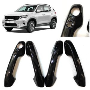 Premium Piano Black Door Handle Cover for Kia Sonet (2020-2025) Glossy Finish, Sensor & Keyhole Pack of 4