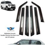 Premium Chrome Line Door Visor for Mahindra Scorpio (Set of 6) Wind Deflectors Exterior Accessories