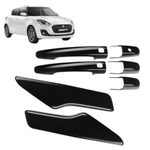 Piano Black Door Handle Covers for Maruti Swift (2018-2024) Sensor Cut Set 7-Piece Premium