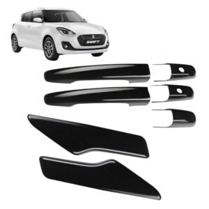 Piano Black Door Handle Covers for Maruti Suzuki Swift 2018-24 Pack of 7Pcs Premium
