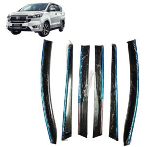 Premium Chrome Line Door Visor for Toyota Innova Crysta (2016-2025) Smoke Black Rain Guards | Full Set of 6 Pieces