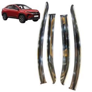 Premium Chrome-Line Door Visors for Tata Curvv (Set of 4) | High-Gloss Wind Deflectors & Rain Guards