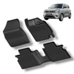 Premium Car Floor Mats for Maruti Suzuki WagonR (2019-Present) Black All-Weather 3D Custom Fit (Set of 3Pcs)