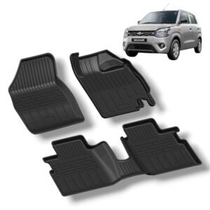 Premium Car Floor Mats for Maruti Suzuki WagonR (2019-Present) Black All-Weather 3D Custom Fit (Set of 3Pcs)