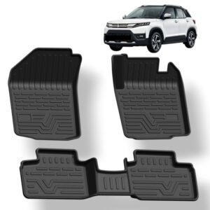 Premium Custom Fit Car Floor Mats for Maruti Suzuki Brezza (2022 June-Present) Set of 3P | All-Weather Black