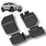 Premium Car Floor Mats for Maruti Suzuki Vitara Brezza (2016-2022 June) | Custom Fit All-Weather Heavy-Duty Tray Style Anti-Slip (Set of 3Pcs-Black)