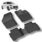 Car Floor Mats for Maruti Suzuki Swift (2018-2024 April) - Black, 3Piece Set Premium All-Weather