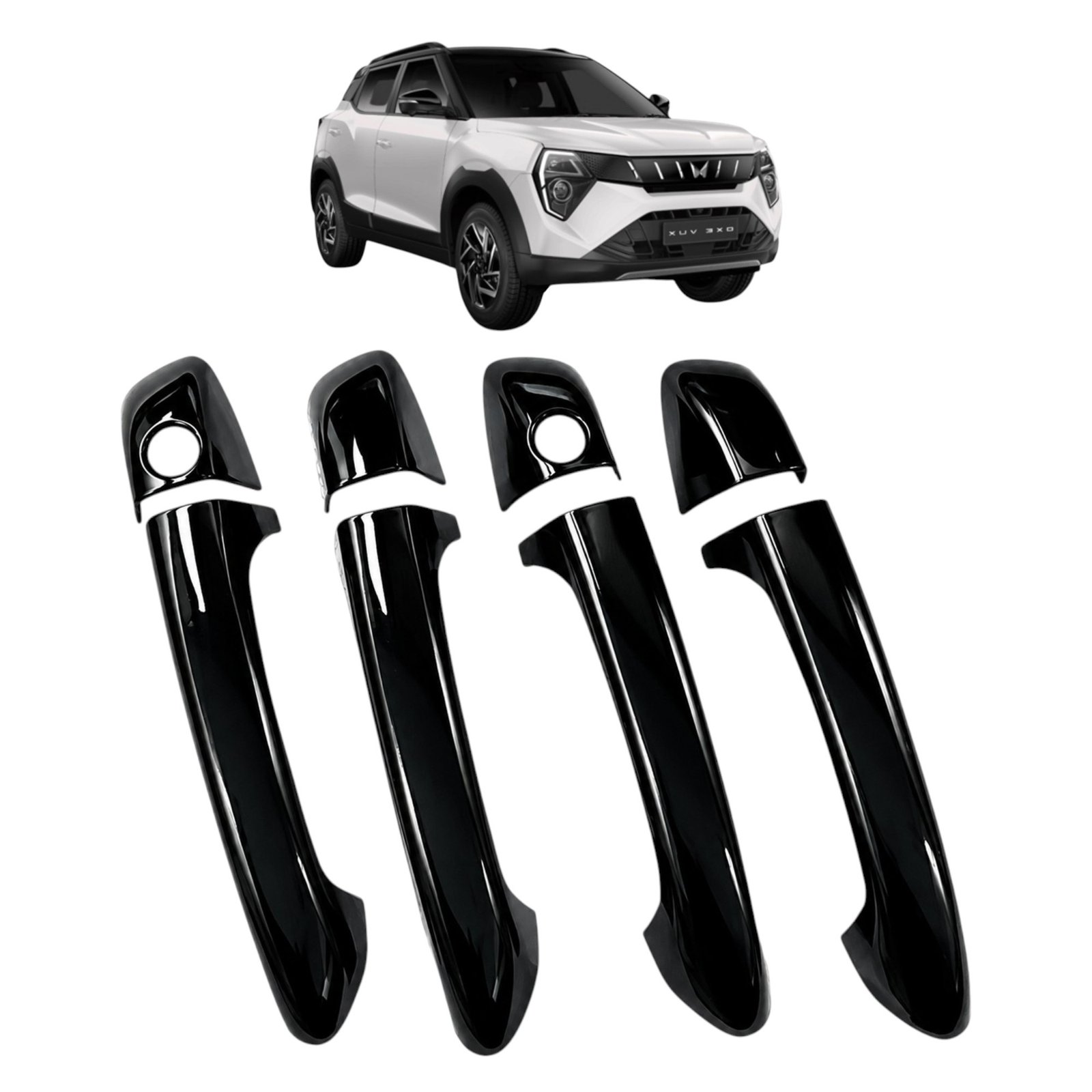 Piano Black Door Handle Cover for Mahindra XUV 3XO (Set of 8Pcs) Premium
