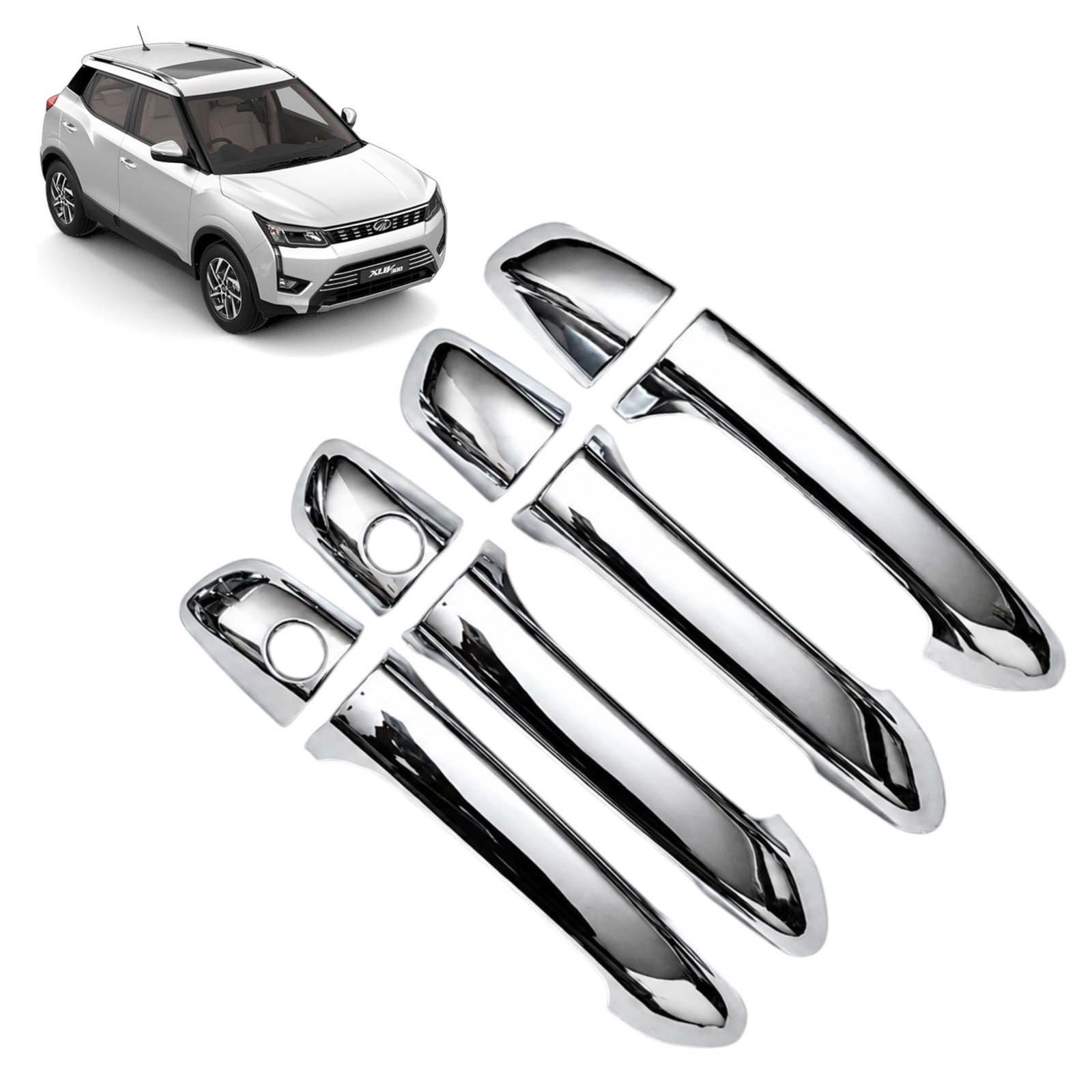 Premium Chrome Door Handle Covers for Mahindra XUV300 (Set of 4Doors 8Pcs) Exterior Garnish