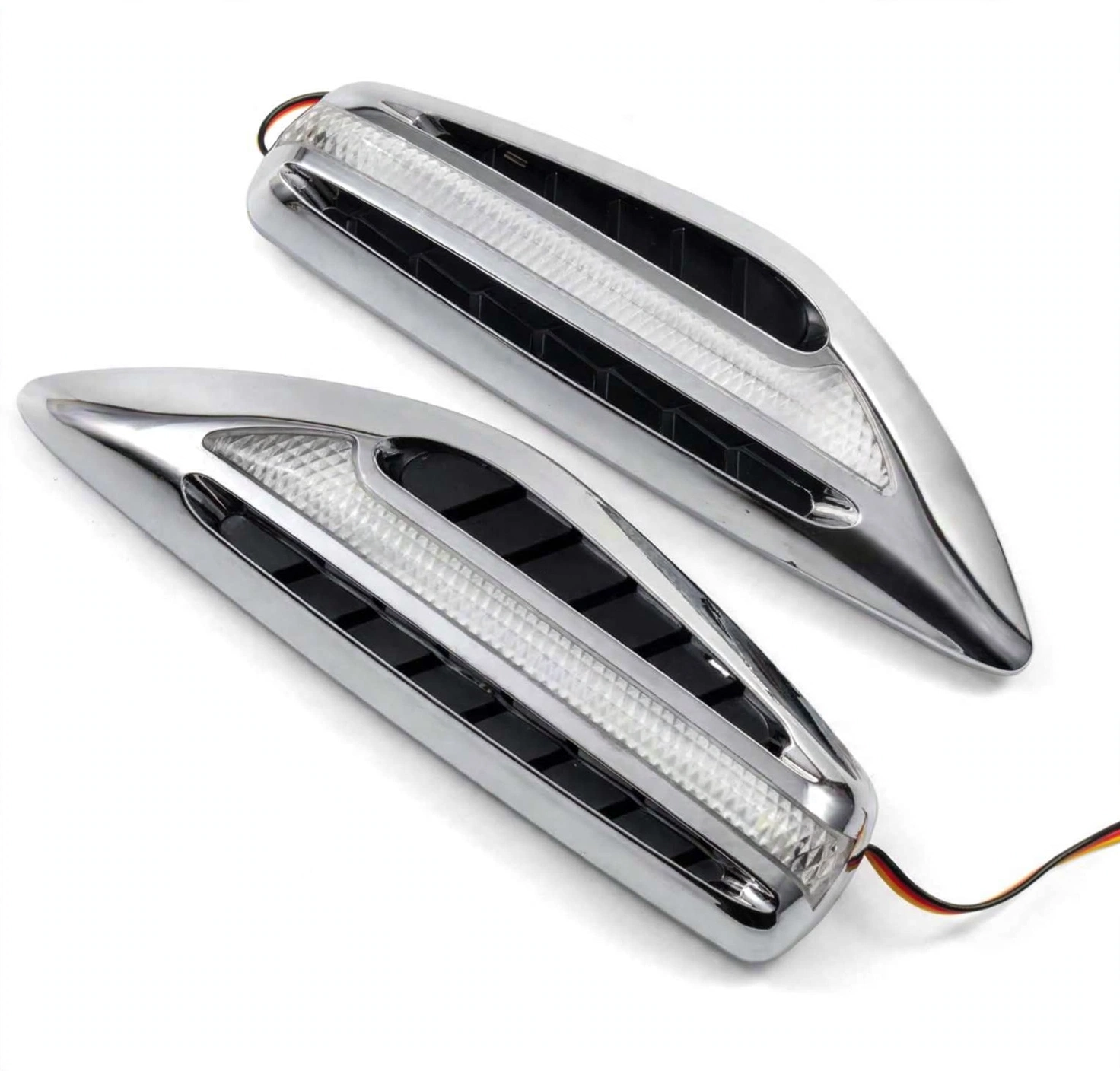Universal Fit for Car Fender Vent Indicators Dual Color LED With Chrome - 100% Plug & Play | Premium